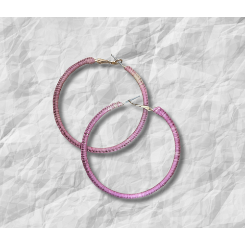 First Nations Fashionista - Handmade XLarge 7cm Woven Hoop Earrings (Pink)