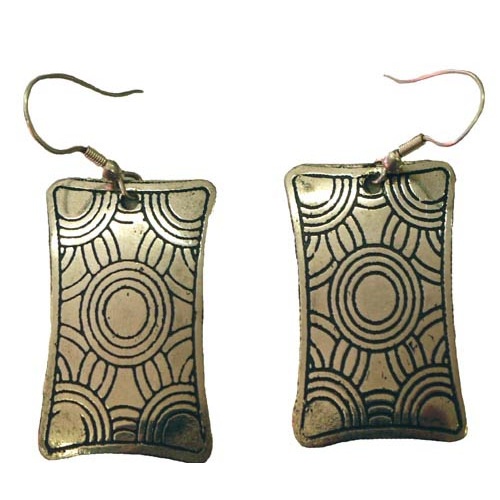 Iwantja Aboriginal Art Metal Earring - Tjukula (Rectangle)