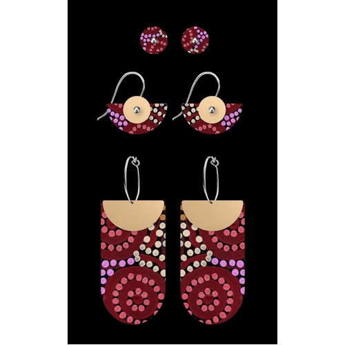 Moe Moe Design Silver Alloy 3pce Mixer Earrings - Country