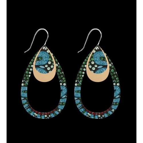Moe Moe Design Silver Alloy Layered Outline Teardrop Earrings - Jellurgal Songlines