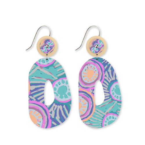 Moe Moe Design Silver Alloy Oval Drop Earrings - Storytelling