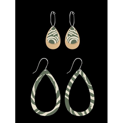 Moe Moe Design Silver Alloy Trinity Tear MOSS Earrings - Two Dogs Dreaming
