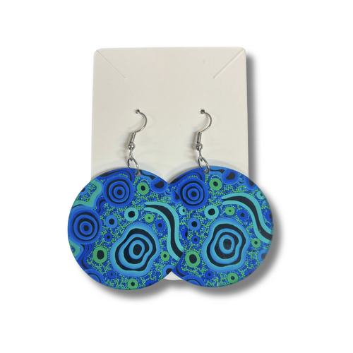 Windyigarn Aboriginal Arts Handmade Acrylic Earrings - Waterways (2) (4.5cms)