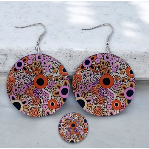 Windyigarn Aboriginal Arts Handmade Acrylic Earrings - Boandik (2cms)