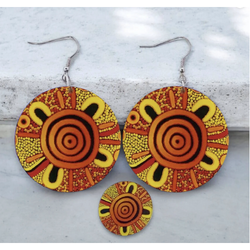 Windyigarn Aboriginal Arts Handmade Acrylic Earrings - Family Gathering (6.5cms)