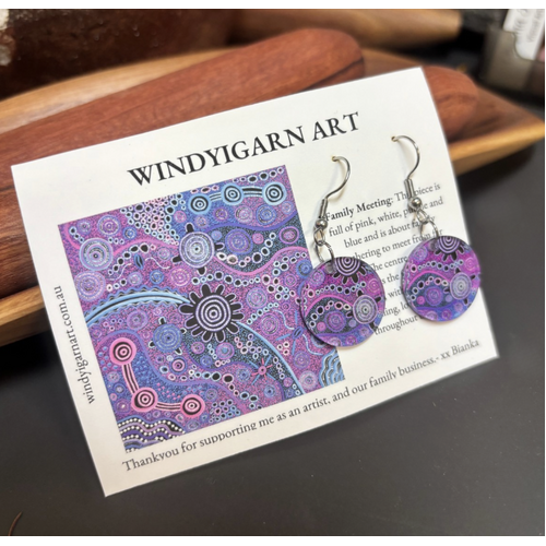 Windyigarn Aboriginal Arts Handmade Acrylic Earrings - Family Meeting (2cms)