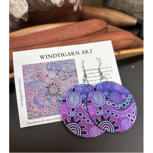 Windyigarn Aboriginal Arts Handmade Acrylic Earrings - Family Meeting (4.5cms)