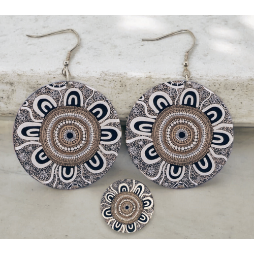 Windyigarn Aboriginal Arts Handmade Acrylic Earrings - Respect our Elders (4.5cms)