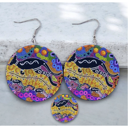 Windyigarn Aboriginal Arts Handmade Acrylic Earrings - Waru (2cms)
