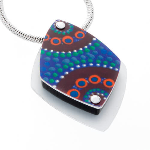 Allegria Handmade Aboriginal Art Pendant - Camping Around Waterholes