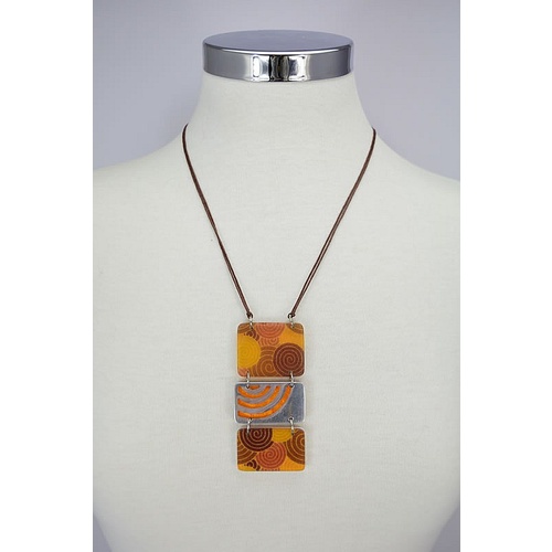 Sabelle Pendant - Riverstone 3 Tier Orange/Brown