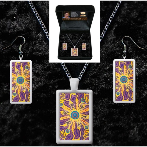 Tobwabba Aboriginal Art Pendant & Earring Set - Spiritual Lands