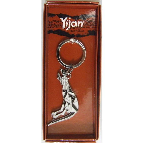 Yijan Aboriginal Art Boxed Keyring - Kangaroo  [colour: black]