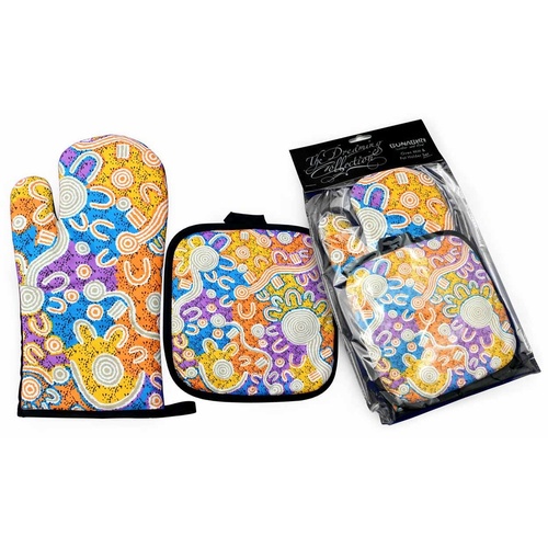 Bunabiri Dreaming Collection Mit/Pot Holder Set - Water Dreaming