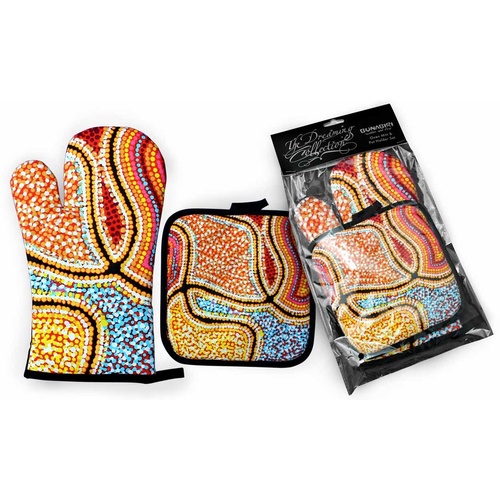 Bunabiri Dreaming Collection Mit/Pot Holder Set - Snake Dreaming