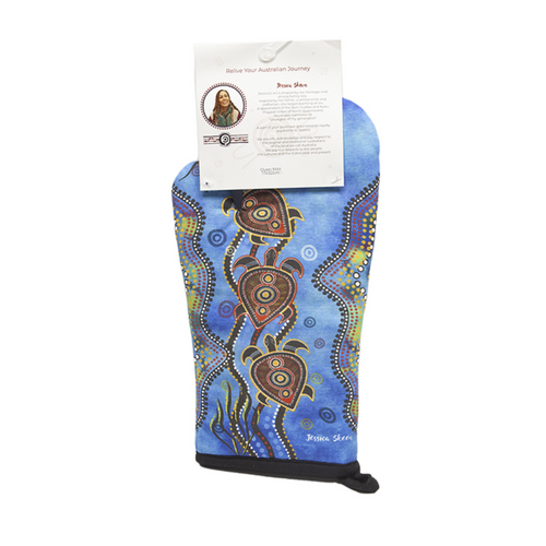 Path of the Sea Turtles Aboriginal Art Oven Mitt - Muralappi Journey 