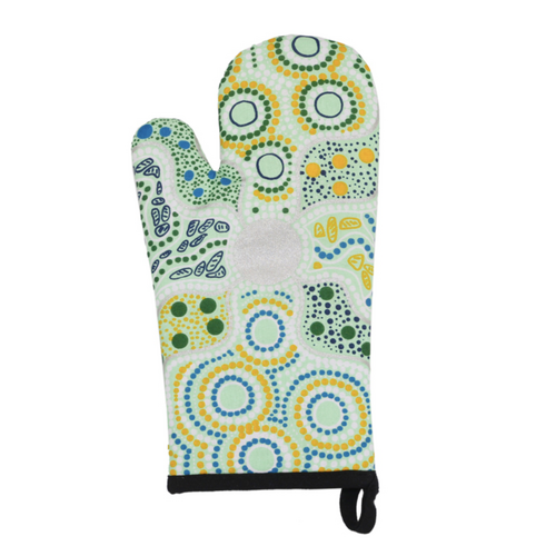 Nanda Girl Aboriginal Art Oven Mitt - Spring In The Murchison