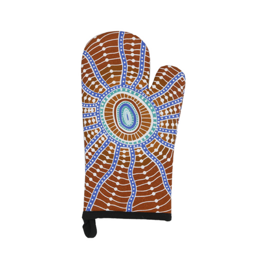 Nikki Dee Designs Aboriginal Art Oven Mitt - 	Woven in Waterholes