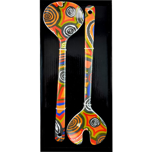 Jijaka Aboriginal Art Melamine Salad Servers - Billabong Camp