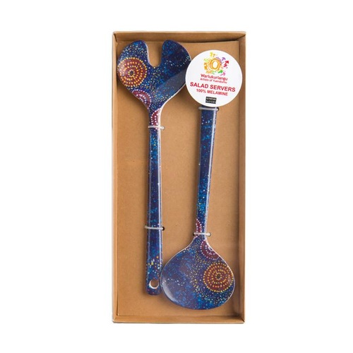 Warlukurlangu Aboriginal Art Melamine Salad Servers - Seven Sisters Dreaming