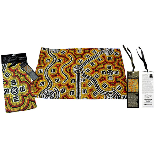 Dreaming Collection Aboriginal Art Cotton Teatowel - Brush-tailed Possum Dreaming