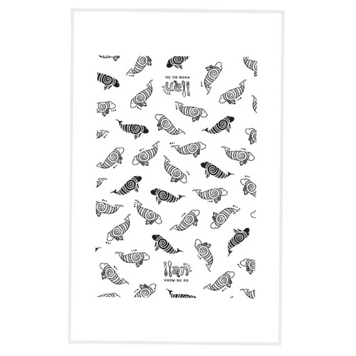 Ilan Style Dugong Dance Cotton Teatowel (White)