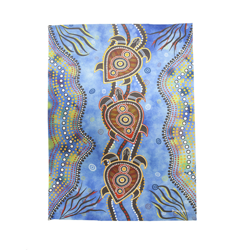 Muralappi Journey Cotton Teatowel (70cm x 50cm) - Path of the Sea Turtles