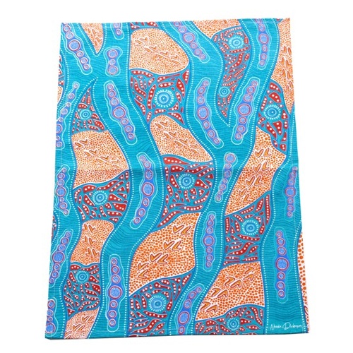 Tracks on Country Cotton Teatowel - Nikki Dee Designs Aboriginal Art 