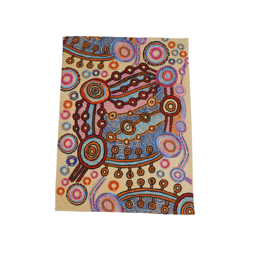 Patricia Fatt Aboriginal Art Cotton Teatowel - Rocks and Waterholes