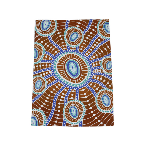 Nikki Dee Designs Aboriginal Art Cotton Teatowel - Woven in Waterholes