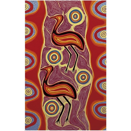 Tobwabba Aboriginal Art Cotton Teatowel - Emus 