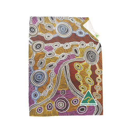 Umoona Arts Dreaming Aboriginal Art 100% Cotton Teatowel - Ancient Path Living Country