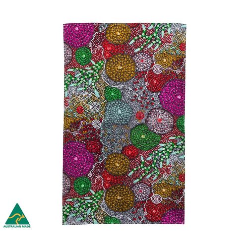 Coral Hayes Aboriginal Art Australia Made Teatowel - Gathering Bush Banana