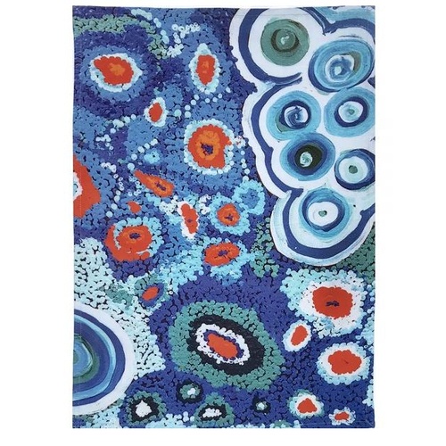 Better World Aboriginal Art Digital Print Cotton Teatowel - Seven Sisters (Blue)