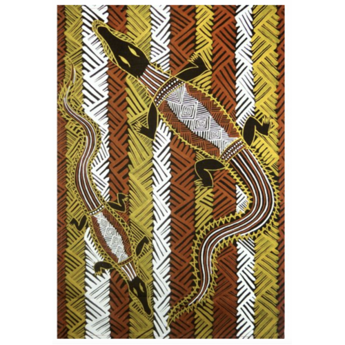 Better World Aboriginal Art Digital Print Cotton Teatowel - Yirrikipayi (Salt Water Crocodile)