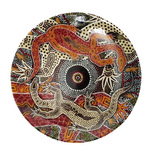 Tobwabba Aboriginal Art Porcelain Collector's Plate (15cm) - Female & Male Goannas