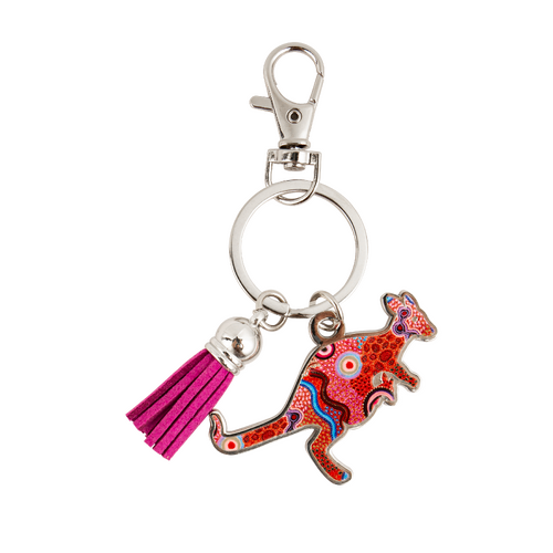 KOH Living Metal Kangaroo Keyring /Purple Tassel - Our Country
