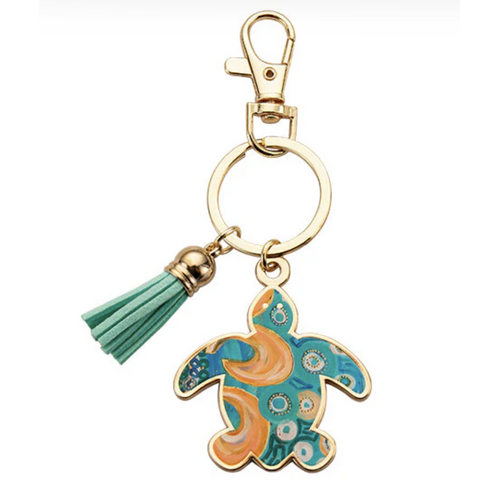 KOH Living Metal Turtle Keyring /Aqua Tassel - Hooked