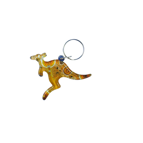 Aboriginal design Kangaroo Keyrings (acrylic) - 1 ONLY