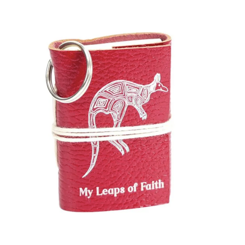 Yankinno Dreaming Hand Crafted Leather Bound Mini Diary with Keyring - My Leaps of Faith (Kangaroo)