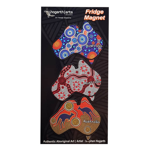 Hogarth Aboriginal Art Flexi Fridge Magnet Set (3) - Map (Black)