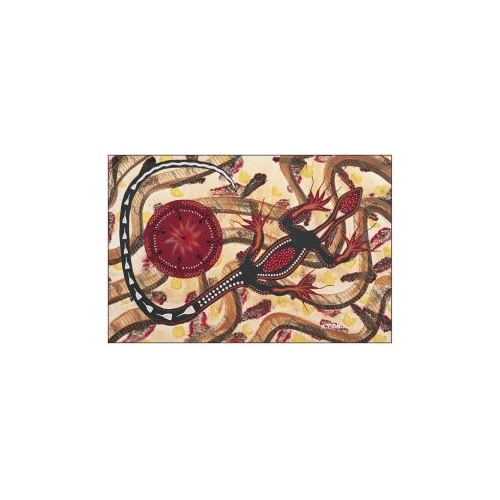 Tobwabba Aboriginal Art Fridge Magnet - Goanna & King Brown