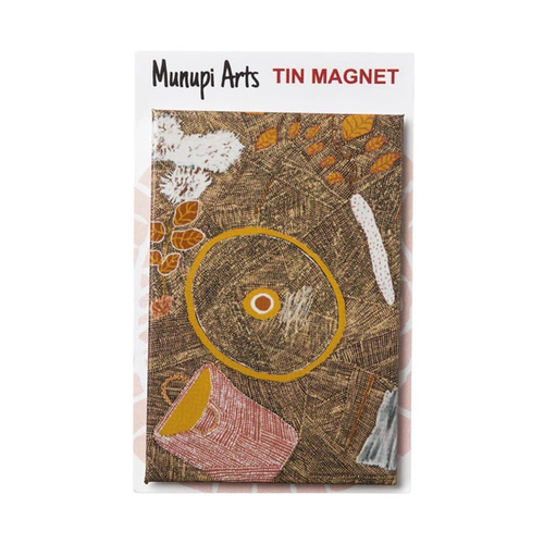 Munupil Aboriginal Art Tin Fridge Magnet - Bush Tucker