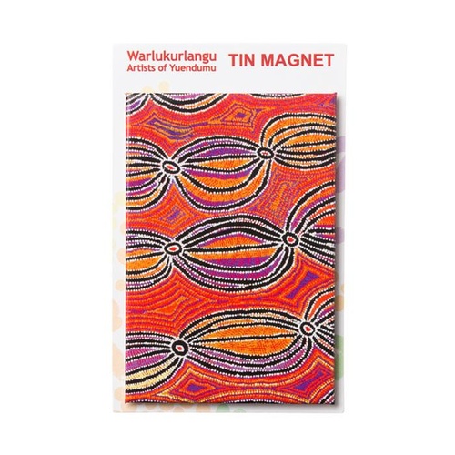 Warlukurlangu Aboriginal Art Tin Fridge Magnet - Dogwood Bean Tree