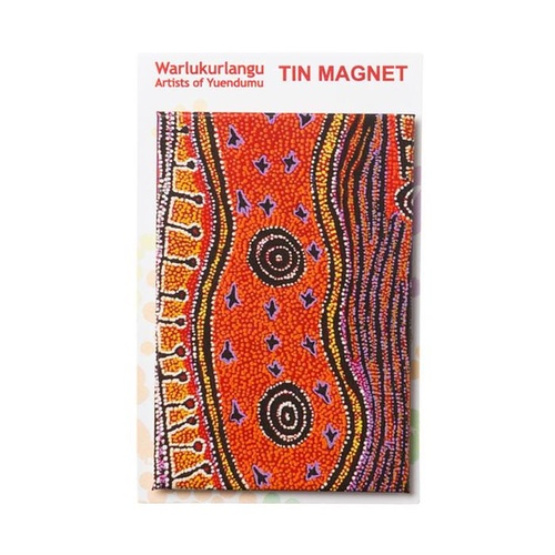 Warlukurlangu Aboriginal Art Tin Fridge Magnet - Crow Dreaming