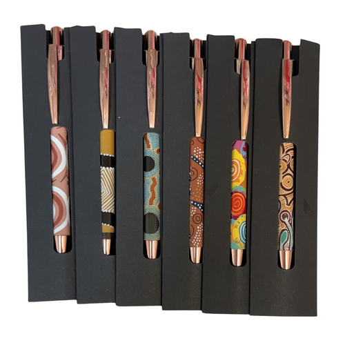 (SET 6) Retractable Roller Pen (Black Ink) - SINGLE PEN - Dreamtime Kullilla-Art