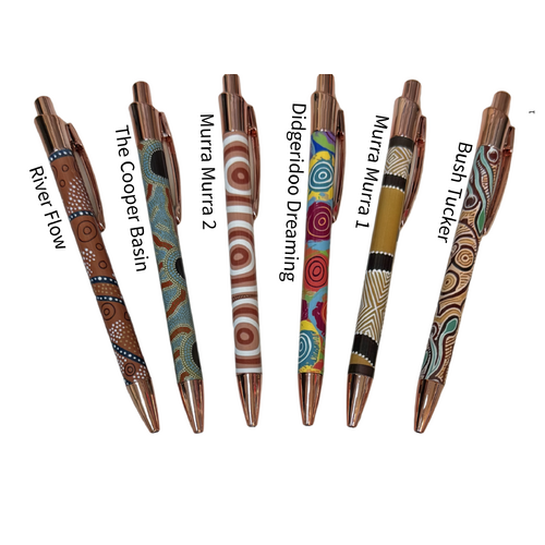 Retractable Roller Pen (Black Ink) - SINGLE PEN - Dreamtime Kullilla-Art