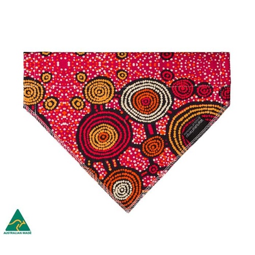 Warlukurlangu Aboriginal Art Cotton Pet Bandana - Emu Dreaming