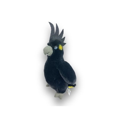 Small Black Cockatoo (YELLOW TAILED) (25cm) - Eco Buddies Plush Toy