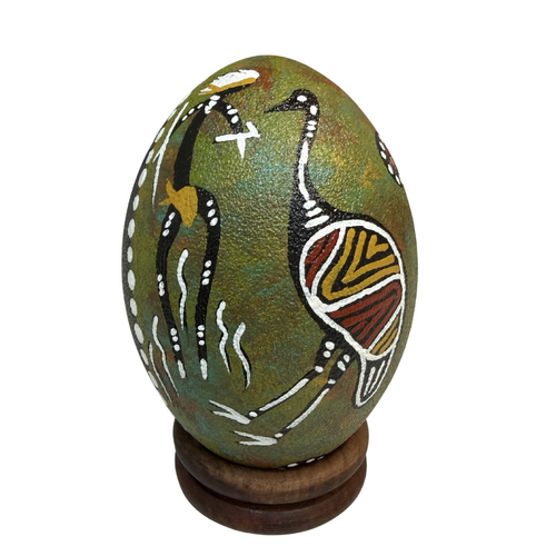 Dreamtime Kullilla Aboriginal Art Handpainted Emu Egg - Emu Dancer (3)